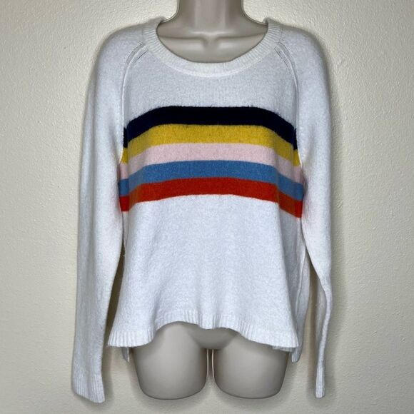 Madewell Placed Stripe Allister Pullover Sweater Wool Alpaca Cream Women Medium - Picture 12 of 12